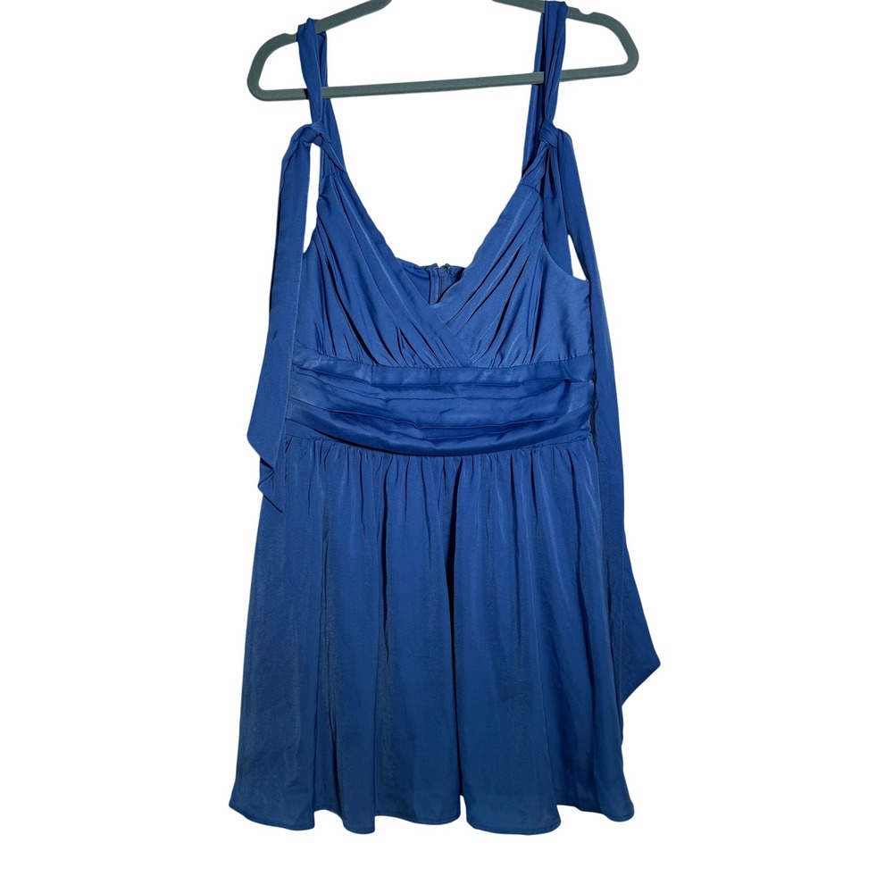 Altar'd‎ State Veruka Mini Dress Womens XL Blue Ruched Tie Shoulder